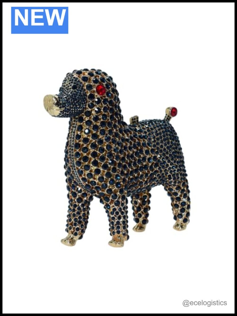 Rhinestone Poodle Evening Bag Crystal Clutch Purse Party Wedding Handbag